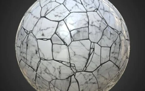 white marble PBR material for detailed 3D object texturing. High-resolution, HD and 4K textures included. Free download.