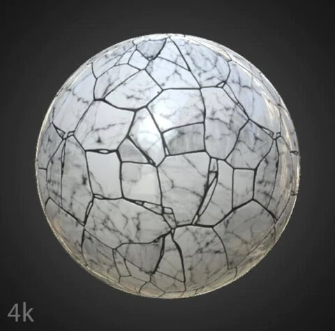 white marble PBR material for detailed 3D object texturing. High-resolution, HD and 4K textures included. Free download.