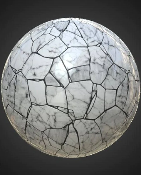 white marble PBR material for detailed 3D object texturing. High-resolution, HD and 4K textures included. Free download.