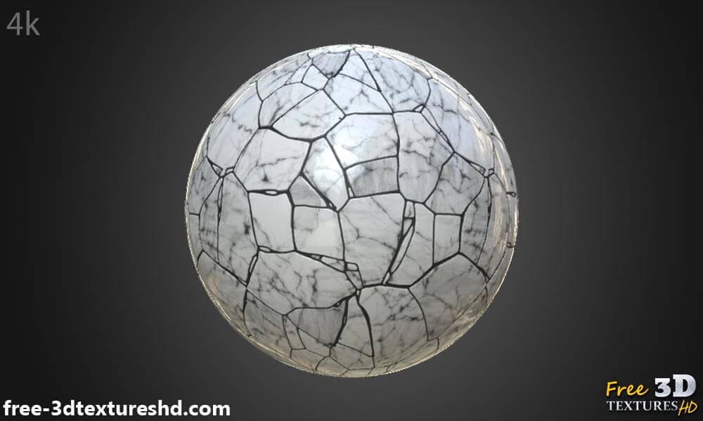 white marble PBR material for detailed 3D object texturing. High-resolution, HD and 4K textures included. Free download.
