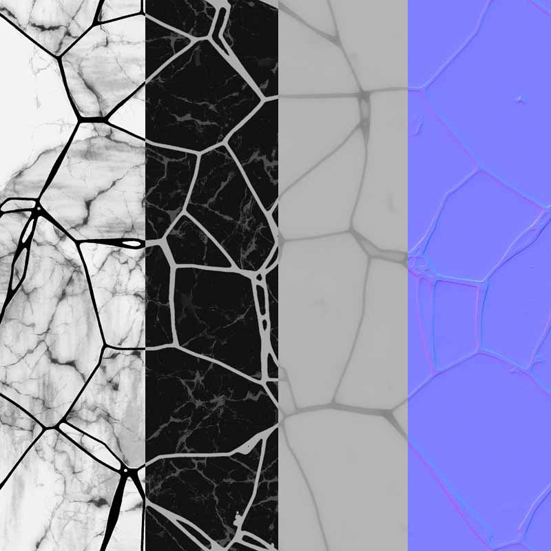 white marble PBR material for detailed 3D object texturing. High-resolution, HD and 4K textures included. Free download.