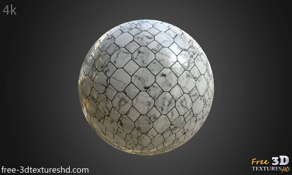 Texture de carrelage au sol, matériau PBR pour un rendu 3D réaliste. Téléchargement gratuit HD 4K.
