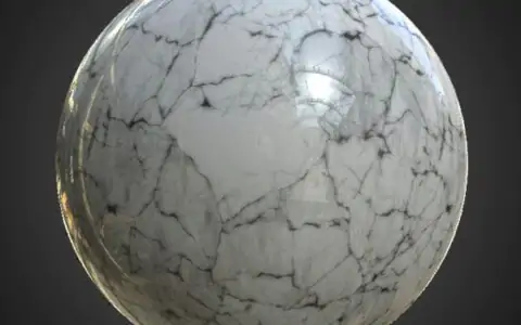 Texture de carrelage en marbre blanc haute résolution au format PBR. Téléchargement gratuit en HD et 4K pour un rendu 3D réaliste.