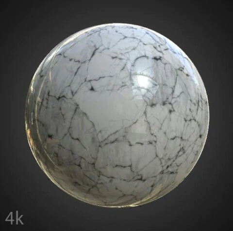 High-resolution white marble floor tile texture in PBR format. Free HD and 4K download for realistic 3D rendering.