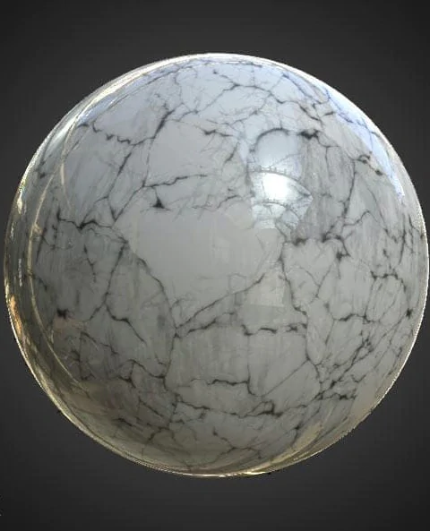 High-resolution white marble floor tile texture in PBR format. Free HD and 4K download for realistic 3D rendering.