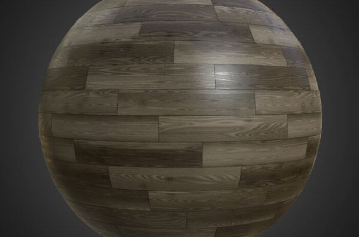 Parquet en bois brun foncé à motif de panier carré, matériau PBR. Texture sans couture en haute résolution pour la texturation d'objets 3D. Téléchargement gratuit.