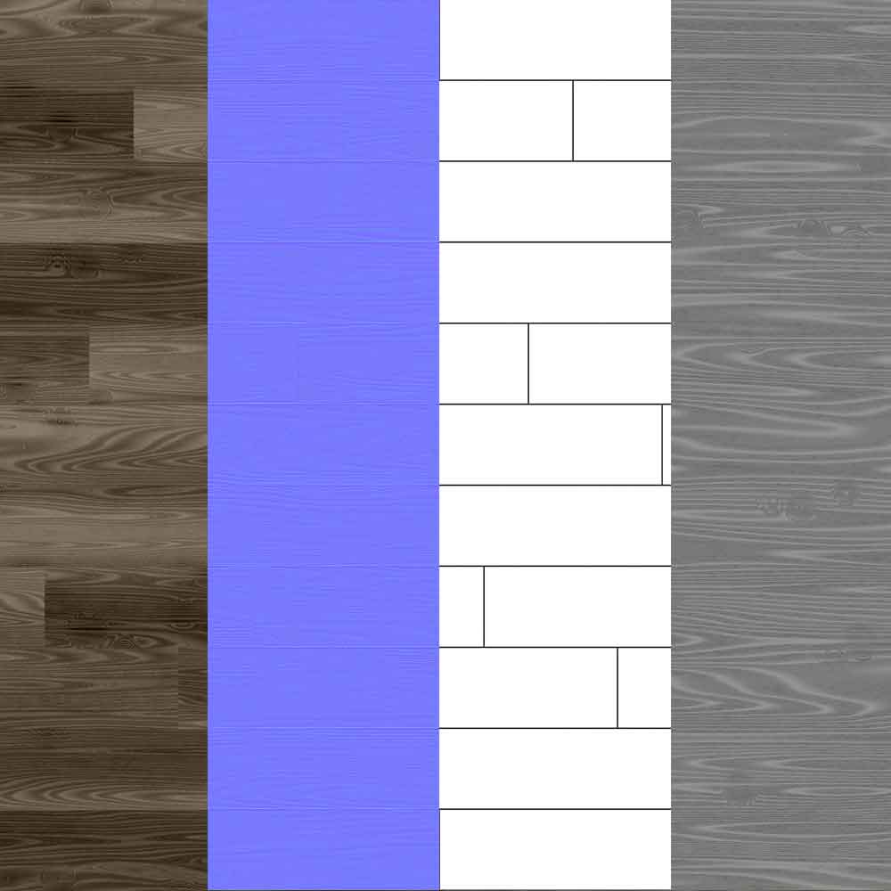 Parquet en bois brun foncé à motif de panier carré, matériau PBR. Texture sans couture en haute résolution pour la texturation d'objets 3D. Téléchargement gratuit.