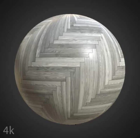 Modern white and grey wood parquet flooring high-resolution PBR texture for 3D objects. Free download.