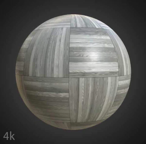 Modern white and grey wood parquet flooring basket square, high-resolution PBR texture for 3D objects. Free download.