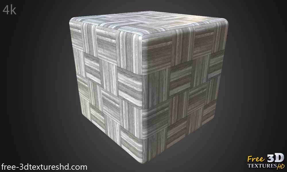 Parquet moderne en bois blanc et gris, texture PBR haute résolution pour objets 3D. Téléchargement gratuit.