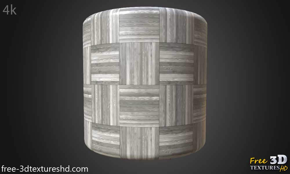 Parquet moderne en bois blanc et gris, texture PBR haute résolution pour objets 3D. Téléchargement gratuit.