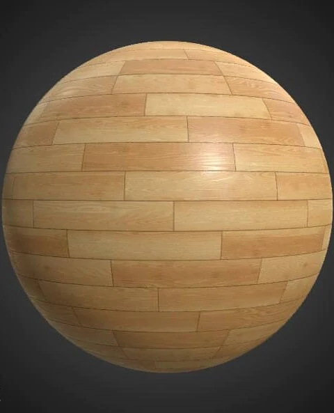 High-resolution, seamless parquet flooring texture in PBR format, ideal for 3D object texturing and rendering. Free 4K download.