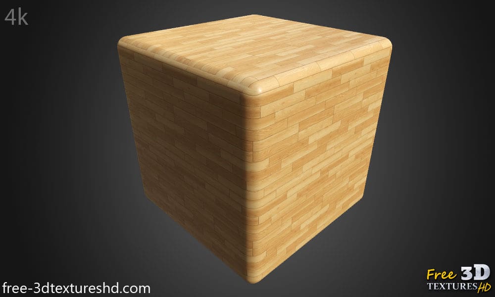 Texture de parquet sans couture en haute résolution au format PBR, idéale pour la texturation et le rendu d'objets 3D. Téléchargement gratuit de 4K.