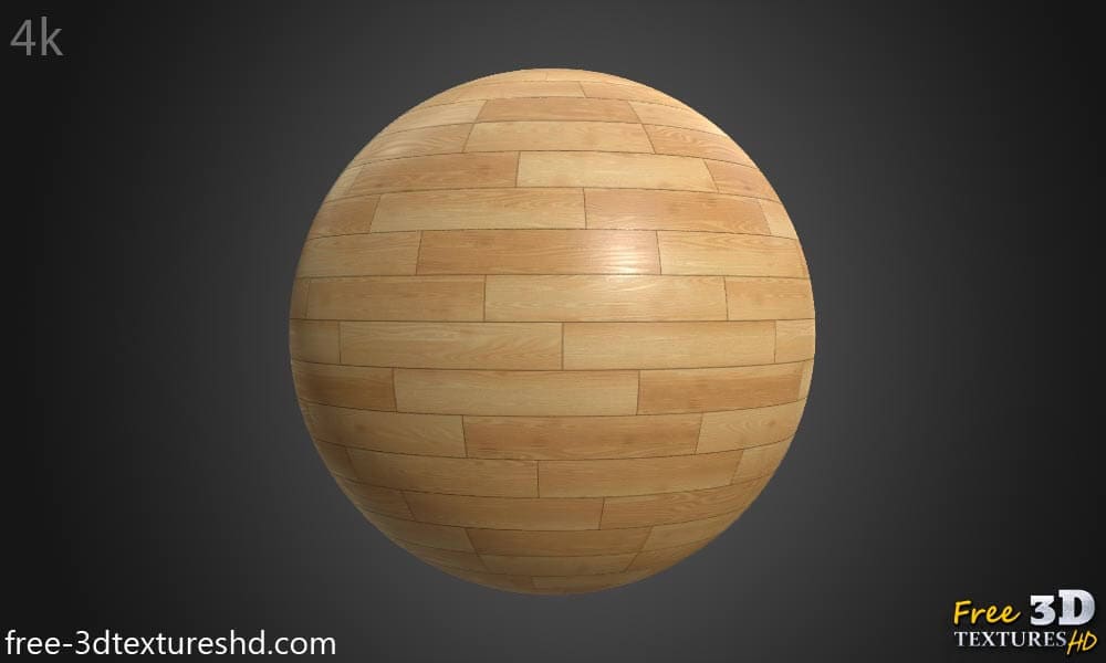 Texture de parquet sans couture en haute résolution au format PBR, idéale pour la texturation et le rendu d'objets 3D. Téléchargement gratuit de 4K.