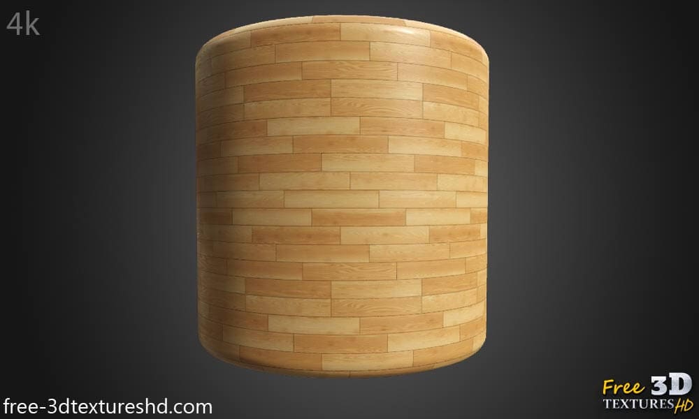 Texture de parquet sans couture en haute résolution au format PBR, idéale pour la texturation et le rendu d'objets 3D. Téléchargement gratuit de 4K.