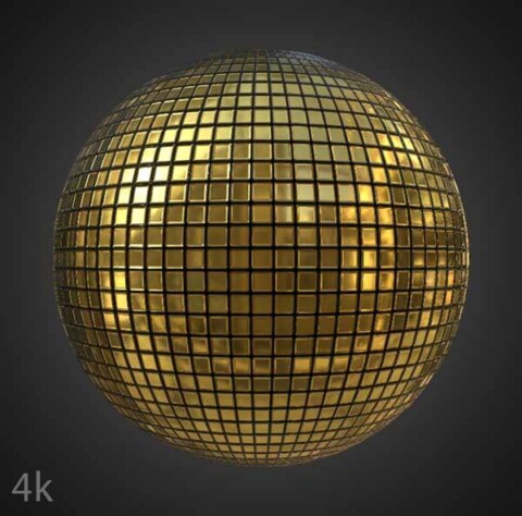 Texture boule disco dorée 3D PBR  haute résolution téléchargement gratuit 4k