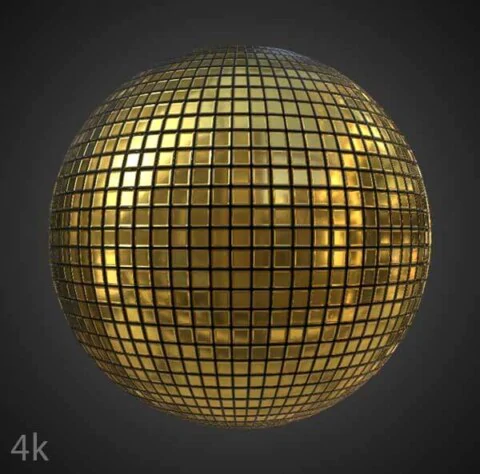 Gold Disco Ball 3D Texture PBR Material Maps - Free HD 4K Download