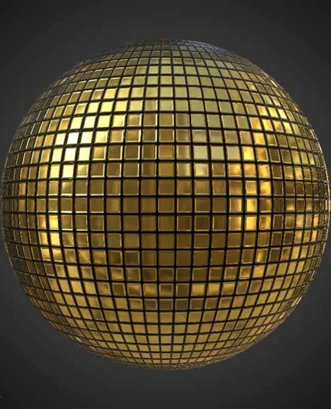 Gold Disco Ball 3D Texture PBR Material Maps - Free HD 4K Download