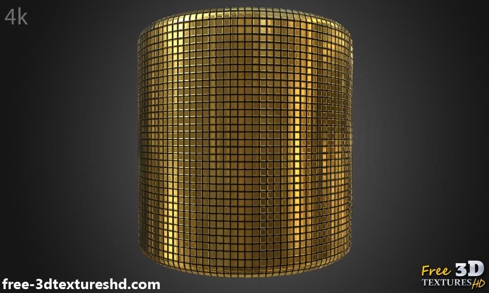 Texture boule disco dorée 3D PBR  haute résolution téléchargement gratuit 4k