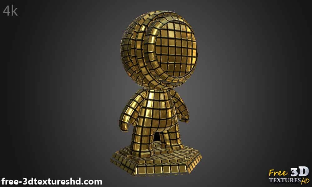 Texture boule disco dorée 3D PBR  haute résolution téléchargement gratuit 4k