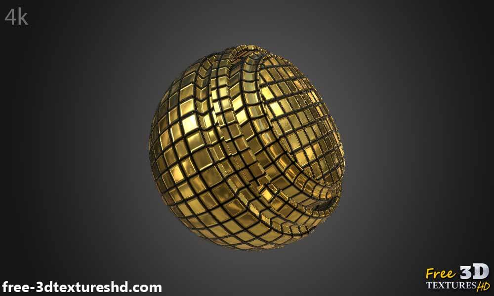 Texture boule disco dorée 3D PBR  haute résolution téléchargement gratuit 4k