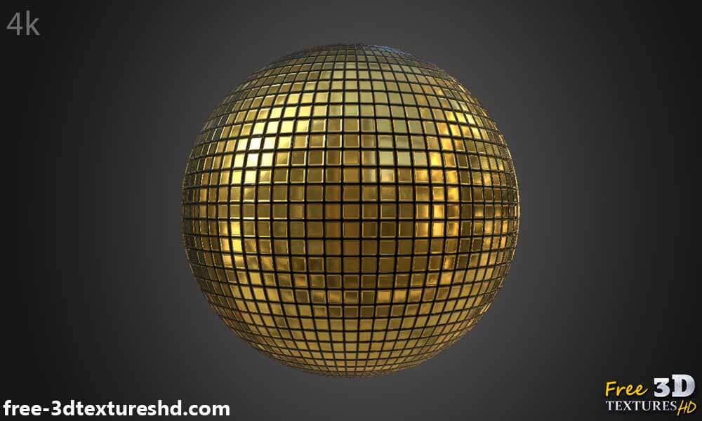 Texture boule disco dorée 3D PBR  haute résolution téléchargement gratuit 4k