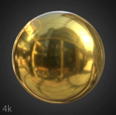 Shiny gold 3D texture with normal map, PBR material. High-resolution, seamless. Free HD and 4K download for 3D objects.