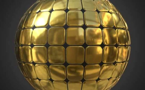 Gold Seamless Square Wall Texture PBR Material - Free HD 4K Download