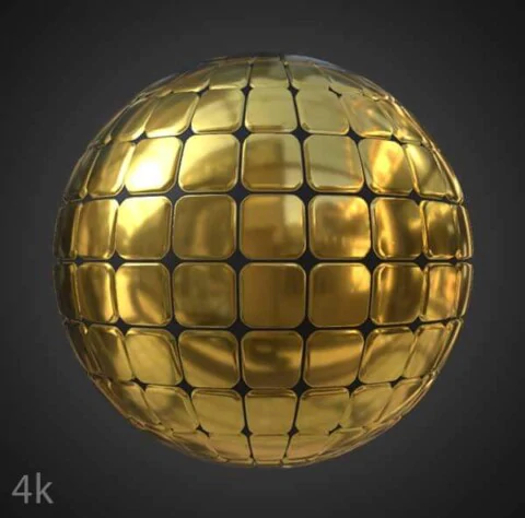 Gold Seamless Square Wall Texture PBR Material - Free HD 4K Download