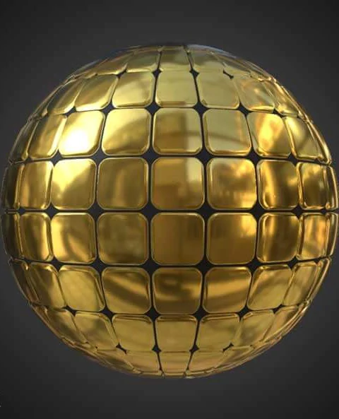 Gold Seamless Square Wall Texture PBR Material - Free HD 4K Download