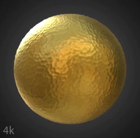 Gold Hammered 3D Texture - Seamless PBR Material - Free HD 4K Download