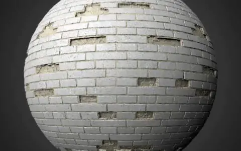 Texture 3D de vieux mur de briques blanches avec des briques non empilées - Téléchargement gratuit HD 4K