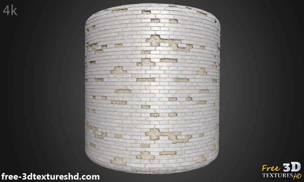 Texture 3D de vieux mur de briques blanches avec des briques non empilées - Téléchargement gratuit HD 4K