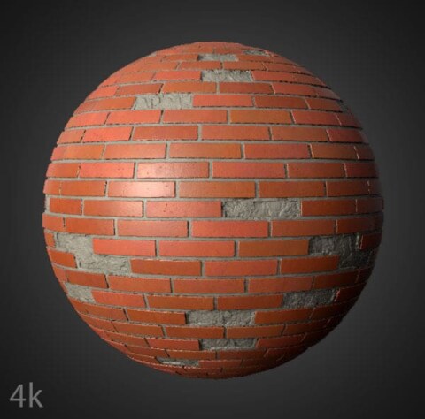 Texture 3D d'un vieux mur de briques avec des briques non empilées - Téléchargement gratuit HD 4K