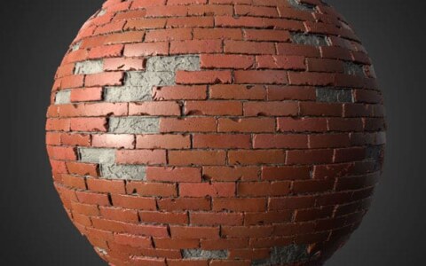 Old Brick Wall 3D Texture with Unstacked Bricks PBR Material - Free Download HD 4K