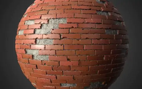Texture 3D d'un vieux mur de briques avec des briques non empilées - Téléchargement gratuit HD 4K
