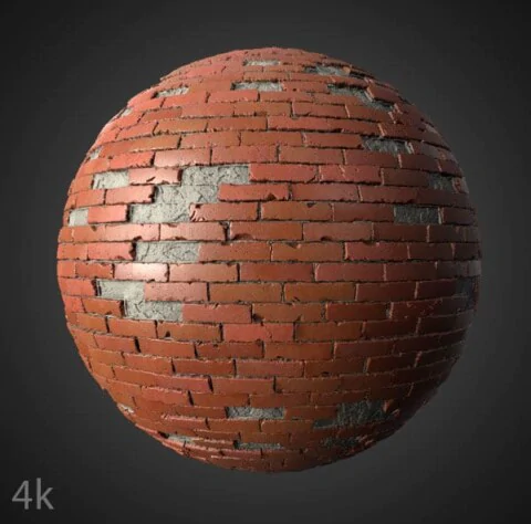 Old Brick Wall 3D Texture with Unstacked Bricks PBR Material - Free Download HD 4K