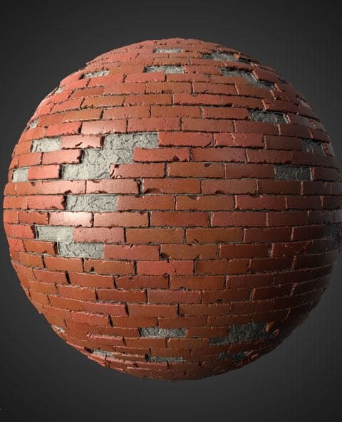 Texture 3D d'un vieux mur de briques avec des briques non empilées - Téléchargement gratuit HD 4K
