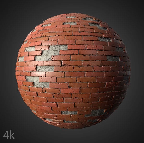 Old Brick wall 3D Textures PBR High Res 4k Free Download