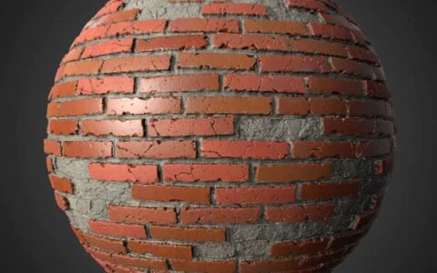 Old Brick Wall 3D Texture with Unstacked Bricks PBR Material - Free Download HD 4K