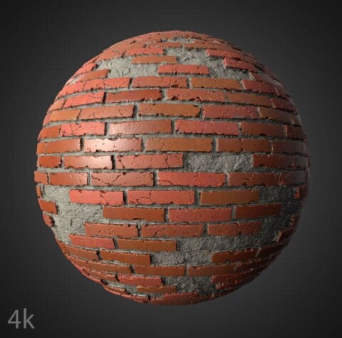 Texture 3D d'un vieux mur de briques avec des briques non empilées - Téléchargement gratuit HD 4K