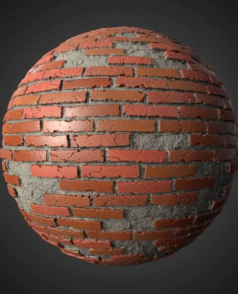 Old Brick Wall 3D Texture with Unstacked Bricks PBR Material - Free Download HD 4K