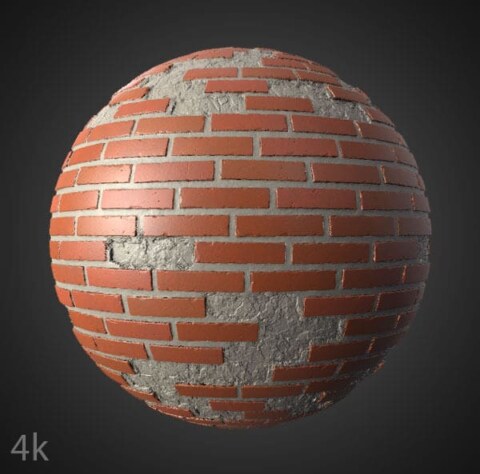 Texture de vieux mur de briques avec des briques non empilées - Matériel PBR HD 4K gratuit