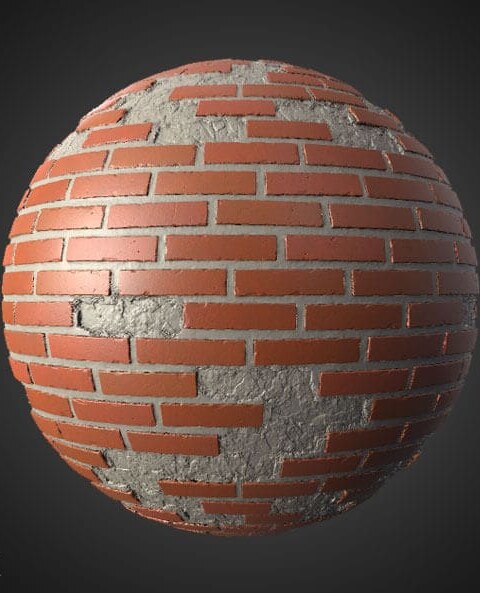 Texture de vieux mur de briques avec des briques non empilées - Matériel PBR HD 4K gratuit
