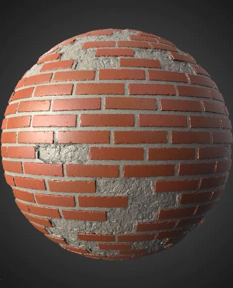 Old Brick Wall Texture with Unstacked Bricks - Free HD 4K PBR Material