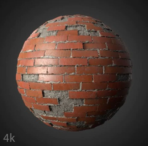 Old Brick Wall Texture with Unstacked Bricks - Free HD 4K PBR Material