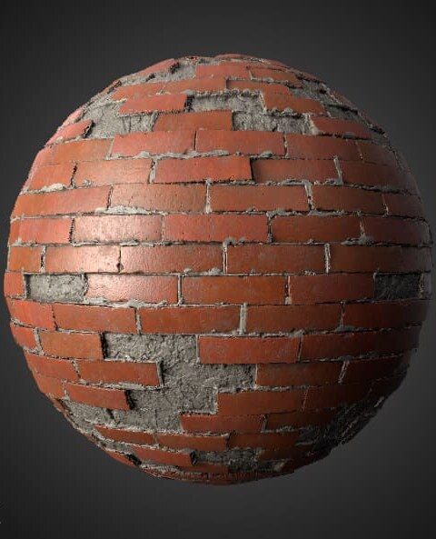 Texture de vieux mur de briques avec des briques non empilées - Matériel PBR HD 4K gratuit