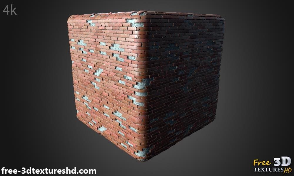 Texture 3D d'un vieux mur de briques avec des briques non empilées - Téléchargement gratuit HD 4K