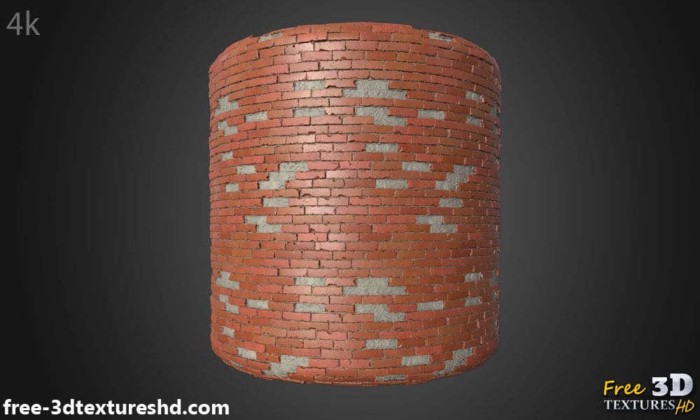 Texture 3D d'un vieux mur de briques avec des briques non empilées - Téléchargement gratuit HD 4K