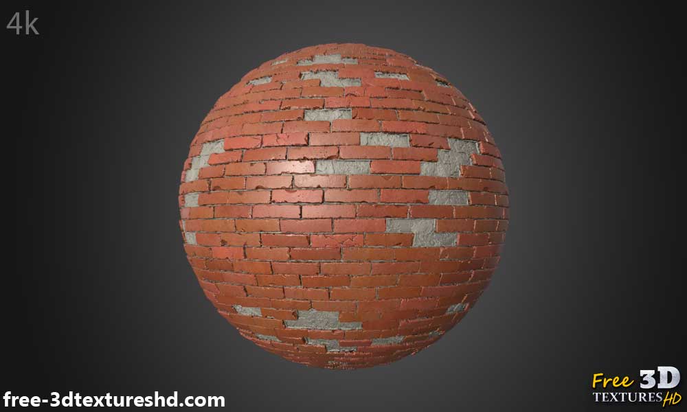 Texture 3D d'un vieux mur de briques avec des briques non empilées - Téléchargement gratuit HD 4K